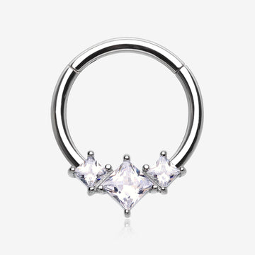 Brilliant Sparkle Princess Trio Sparkle Clicker Hoop Ring-Clear Gem